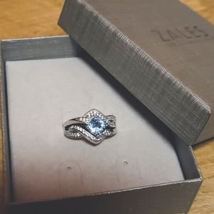Zales Sterling Silver Blue Topaz Ring. Size 7